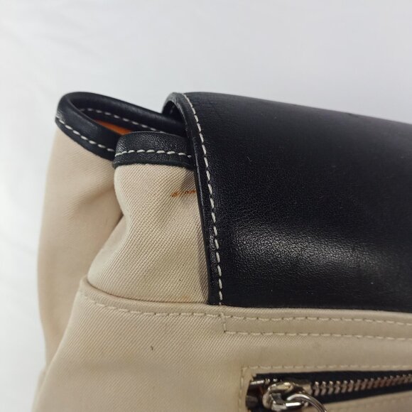 Vintage Coach Womens Backpack Bag Beige Black Canvas Leather Daypack Classic - Picture 11 of 16